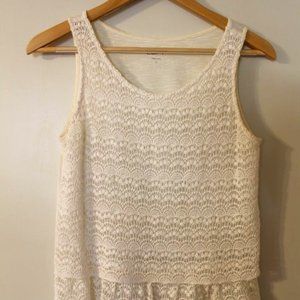 LOFT White Lace Front Peplum Tank